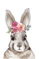 Picture of Floral Top Bunny _GroupedProduct_Rectangle_Portrait_Mini_ _GroupedProduct_Rectangle_Portrait_Unframed_Print_Only_