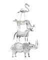 Picture of Stacked Animals I   _GroupedProduct_Rectangle_Portrait_Mini_ _GroupedProduct_Rectangle_Portrait_Unframed_Print_Only_