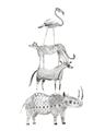 Picture of Stacked Animals I   _GroupedProduct_Rectangle_Portrait_Mini_ _GroupedProduct_Rectangle_Portrait_Unframed_Print_Only_