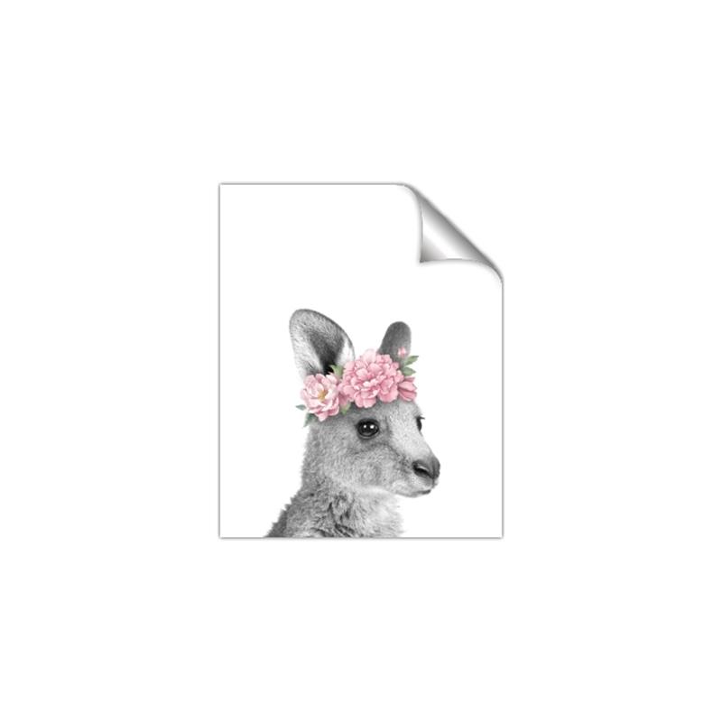 Picture of Kangaroo with floral _GroupedProduct_Rectangle_Portrait_Mini_ _GroupedProduct_Rectangle_Portrait_Unframed_Print_Only_