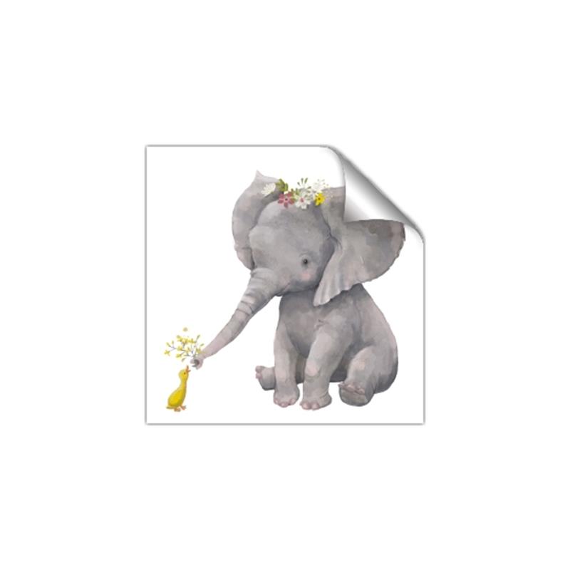 Picture of Baby Elephant with Duck  _GroupedProduct_Square_Mini_ _GroupedProduct_Square_Unframed_Print_Only_