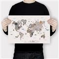 Picture of Gray Animal Map  _GroupedProduct_Rectangle_Landscape_Canvas_