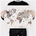Picture of Gray Animal Map  _GroupedProduct_Rectangle_Landscape_Canvas_