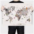 Picture of Gray Animal Map  _GroupedProduct_Rectangle_Landscape_Canvas_