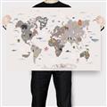 Picture of Gray Animal Map  _GroupedProduct_Rectangle_Landscape_Canvas_
