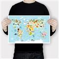 Picture of Googly Eyed Animal Map   _GroupedProduct_Rectangle_Landscape_Canvas_