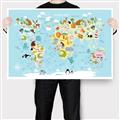 Picture of Googly Eyed Animal Map   _GroupedProduct_Rectangle_Landscape_Canvas_