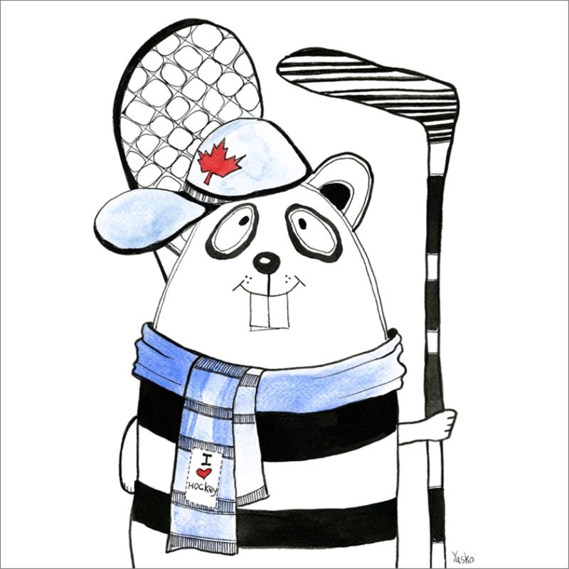 Picture of Hockey Beaver _GroupedProduct_Square_Mini_ _GroupedProduct_Square_Unframed_Print_Only_