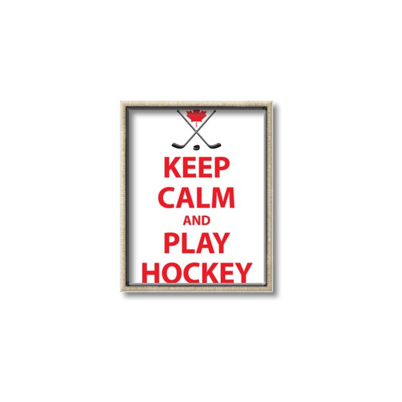 Picture of Keep Calm Play Hockey White  _GroupedProduct_Rectangle_Portrait_Mini_ _GroupedProduct_Rectangle_Portrait_Canvas_Framed_