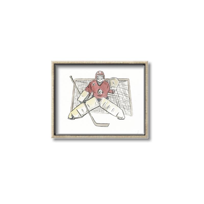 Picture of Goalie in Net _GroupedProduct_Rectangle_Landscape_Mini_ _GroupedProduct_Rectangle_Landscape_Canvas_Framed_