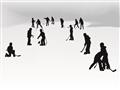 Picture of Kids Playing Hockey Outdoors _GroupedProduct_Rectangle_Landscape_Mini_ _GroupedProduct_Rectangle_Landscape_Unframed_Print_Only_