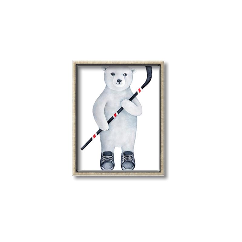 Picture of Hockey Polar Bear _GroupedProduct_Rectangle_Portrait_Mini_ _GroupedProduct_Rectangle_Portrait_Canvas_Framed_