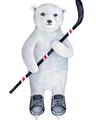 Picture of Hockey Polar Bear _GroupedProduct_Rectangle_Portrait_Mini_ _GroupedProduct_Rectangle_Portrait_Unframed_Print_Only_