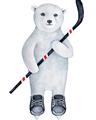 Picture of Hockey Polar Bear _GroupedProduct_Rectangle_Portrait_Mini_ _GroupedProduct_Rectangle_Portrait_Unframed_Print_Only_