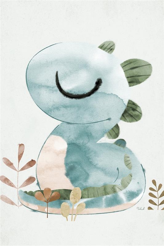 Picture of Sleepy Dino _GroupedProduct_Rectangle_Portrait_Mini_ _GroupedProduct_Rectangle_Portrait_Unframed_Print_Only_