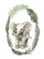 Picture of Elephant Palm Wreath _GroupedProduct_Rectangle_Portrait_Mini_ _GroupedProduct_Rectangle_Portrait_Unframed_Print_Only_