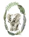 Picture of Elephant Palm Wreath _GroupedProduct_Rectangle_Portrait_Mini_ _GroupedProduct_Rectangle_Portrait_Unframed_Print_Only_
