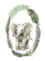 Picture of Elephant Palm Wreath _GroupedProduct_Rectangle_Portrait_Mini_ _GroupedProduct_Rectangle_Portrait_Unframed_Print_Only_