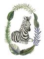 Picture of Palm Wreath Zebra _GroupedProduct_Rectangle_Portrait_Mini_ _GroupedProduct_Rectangle_Portrait_Unframed_Print_Only_