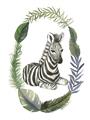 Picture of Palm Wreath Zebra _GroupedProduct_Rectangle_Portrait_Mini_ _GroupedProduct_Rectangle_Portrait_Unframed_Print_Only_