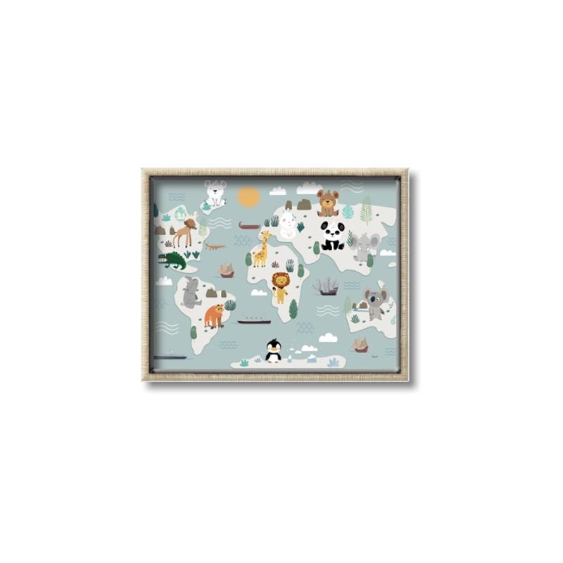 Picture of Animal Map  _GroupedProduct_Rectangle_Landscape_Mini_ _GroupedProduct_Rectangle_Landscape_Canvas_Framed_