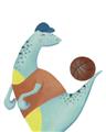 Picture of Dino Playing Basketball _GroupedProduct_Rectangle_Portrait_Mini_ _GroupedProduct_Rectangle_Portrait_Unframed_Print_Only_