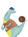 Picture of Dino Playing Basketball _GroupedProduct_Rectangle_Portrait_Mini_ _GroupedProduct_Rectangle_Portrait_Unframed_Print_Only_
