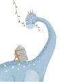 Picture of reading Brachiosaurus _GroupedProduct_Rectangle_Portrait_Mini_ _GroupedProduct_Rectangle_Portrait_Unframed_Print_Only_