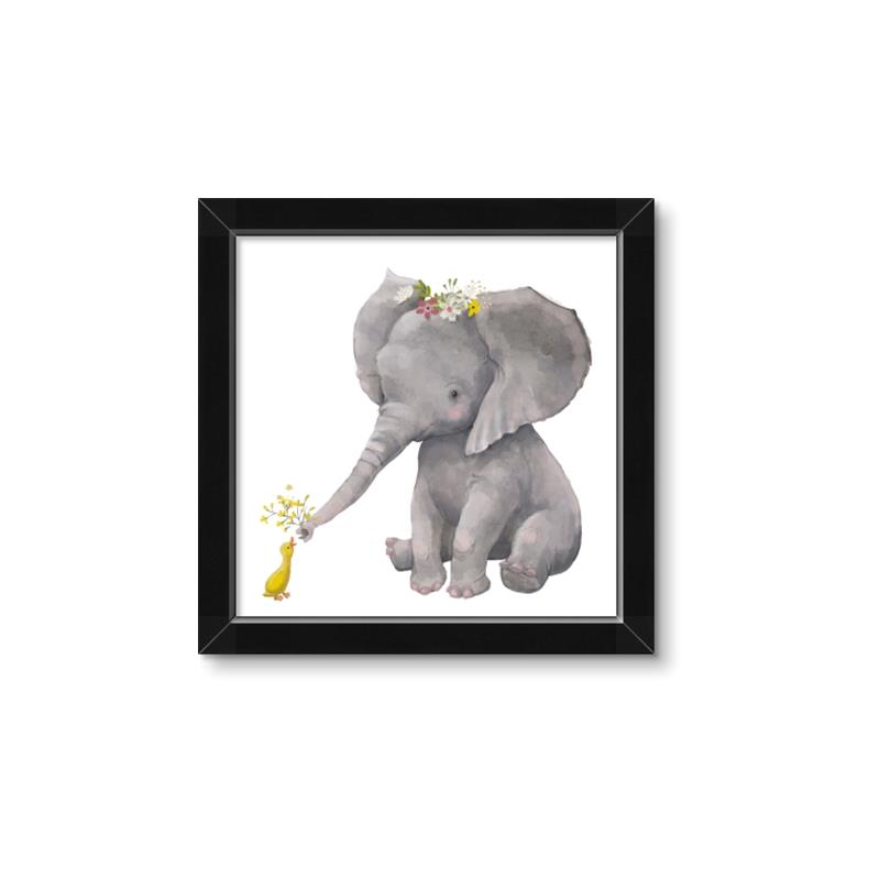 Picture of Baby Elephant with Duck  _GroupedProduct_Square_Mini_ _GroupedProduct_Square_Framed_Matted_