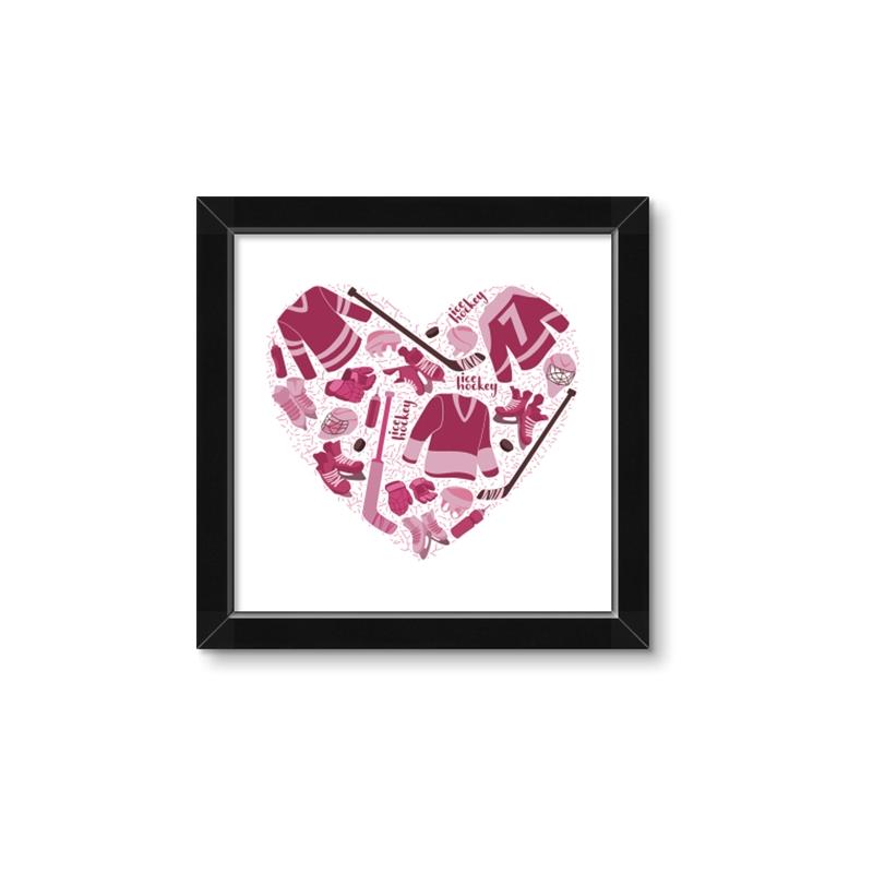 Picture of Pink Heart Hockey _GroupedProduct_Square_Mini_ _GroupedProduct_Square_Framed_Matted_