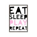 Picture of Eat Sleep Play Repeat Pink _GroupedProduct_Rectangle_Portrait_Mini_ _GroupedProduct_Rectangle_Portrait_Framed_Matted_