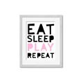 Picture of Eat Sleep Play Repeat Pink _GroupedProduct_Rectangle_Portrait_Mini_ _GroupedProduct_Rectangle_Portrait_Framed_Matted_