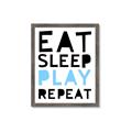 Picture of Eat Sleep Play Repeat Blue _GroupedProduct_Rectangle_Portrait_Mini_ _GroupedProduct_Rectangle_Portrait_Framed_Matted_