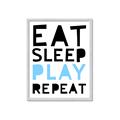 Picture of Eat Sleep Play Repeat Blue _GroupedProduct_Rectangle_Portrait_Mini_ _GroupedProduct_Rectangle_Portrait_Framed_Matted_
