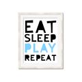 Picture of Eat Sleep Play Repeat Blue _GroupedProduct_Rectangle_Portrait_Mini_ _GroupedProduct_Rectangle_Portrait_Framed_Matted_