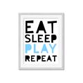 Picture of Eat Sleep Play Repeat Blue _GroupedProduct_Rectangle_Portrait_Mini_ _GroupedProduct_Rectangle_Portrait_Framed_Matted_
