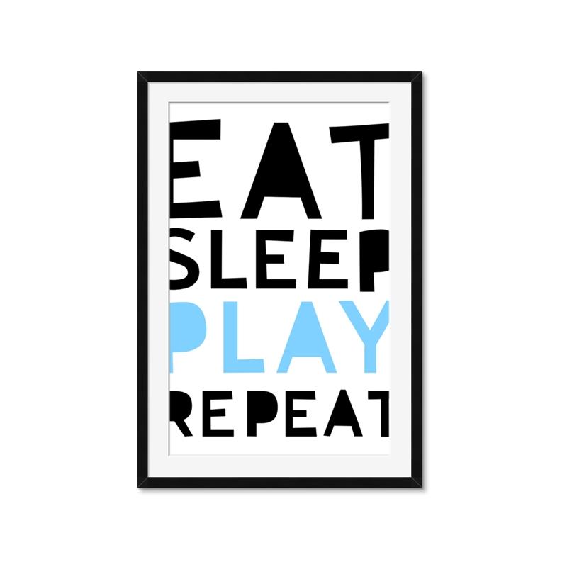 Picture of Eat Sleep Play Repeat Blue _GroupedProduct_Rectangle_Portrait_Mini_ _GroupedProduct_Rectangle_Portrait_Framed_Matted_
