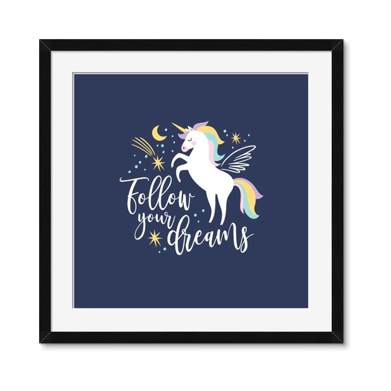 Picture of Follow your Dreams Unicorn _GroupedProduct_Square_Mini_ _GroupedProduct_Square_Framed_Matted_