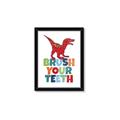 Picture of Brush Your Teeth Red Dino _GroupedProduct_Rectangle_Portrait_Mini_ _GroupedProduct_Rectangle_Portrait_Framed_Matted_