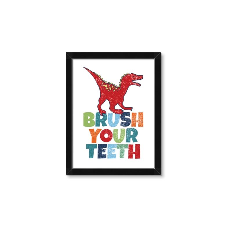Picture of Brush Your Teeth Red Dino _GroupedProduct_Rectangle_Portrait_Mini_ _GroupedProduct_Rectangle_Portrait_Framed_Matted_