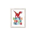 Picture of Brush Your Teeth Red Dino _GroupedProduct_Rectangle_Portrait_Mini_ _GroupedProduct_Rectangle_Portrait_Framed_Matted_