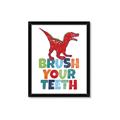 Picture of Brush Your Teeth Red Dino _GroupedProduct_Rectangle_Portrait_Mini_ _GroupedProduct_Rectangle_Portrait_Framed_Matted_