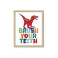 Picture of Brush Your Teeth Red Dino _GroupedProduct_Rectangle_Portrait_Mini_ _GroupedProduct_Rectangle_Portrait_Framed_Matted_