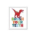 Picture of Brush Your Teeth Red Dino _GroupedProduct_Rectangle_Portrait_Mini_ _GroupedProduct_Rectangle_Portrait_Framed_Matted_