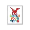 Picture of Brush Your Teeth Red Dino _GroupedProduct_Rectangle_Portrait_Mini_ _GroupedProduct_Rectangle_Portrait_Framed_Matted_