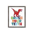 Picture of Brush Your Teeth Red Dino _GroupedProduct_Rectangle_Portrait_Mini_ _GroupedProduct_Rectangle_Portrait_Framed_Matted_