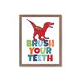 Picture of Brush Your Teeth Red Dino _GroupedProduct_Rectangle_Portrait_Mini_ _GroupedProduct_Rectangle_Portrait_Framed_Matted_