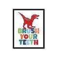 Picture of Brush Your Teeth Red Dino _GroupedProduct_Rectangle_Portrait_Mini_ _GroupedProduct_Rectangle_Portrait_Framed_Matted_