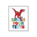 Picture of Brush Your Teeth Red Dino _GroupedProduct_Rectangle_Portrait_Mini_ _GroupedProduct_Rectangle_Portrait_Framed_Matted_