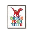 Picture of Brush Your Teeth Red Dino _GroupedProduct_Rectangle_Portrait_Mini_ _GroupedProduct_Rectangle_Portrait_Framed_Matted_